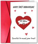 GYYsweetus Scratch First Anniversary Card for Men, Funny One Year Anniversary Card for Boyfriend Husband (Scratch to Reveal Your Treat)