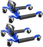 2PC Wheel Dolly, 1500LBS Capacity Car Dolly with Hydraulic Tire Jack for Vehicle Positioning for Truck Rv Trailer, Blue