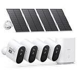 AOSU 5MP/3K Solar Security Cameras System 4-Kit, No Monthly Fee, 32GB aosuBase Local Storage, 166° Ultra-Wide Angle Security Camera Wireless Outdoor, Forever-Solar Powered, Color Night Vision