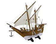 Uru Kerala Traditional Wooden Model Boat/Ship Showpiece for Office & Home Decor (7" Base 18cm, Soft Wood) Size - 42L x 36H x 6.7W