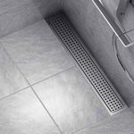 Ruhe® Palo 24 × 4 Inches Floor Drainer | 304 Stainless Steel Palo Shower Water Drain Channel/Waste Water Floor Drain | with Stainless Steel Trap and Side Hole | with Collar