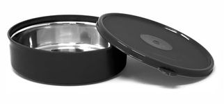 Signoraware Monarch Classic Stainless Steel Big Container | Microwave Safe | Spill Proof | Dishwasher & Refrigerator safe | Storing Leftovers | Useful for Office & School lunch (800ml | Black)