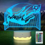 CooPark Football 3D Lamp, Sports Night Light LED Warm White + 16 Colors Changing + Timer + Remote Desk Lamp Funny Best Room Decor Birthday Valentine's Day Holiday Xmas Gifts for Friends Men Child