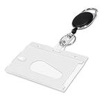 kwmobile Retractable Reel and Badge Holder - Single Card Holder with Belt Clip, Carabiner Hook and Keyring - for ID Cards, Passes and Badges - Black