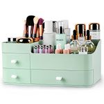 ONXE Makeup Organizer with Drawers,Large Capacity Countertop for Vanity,Bathroom and Bedroom Desk Cosmetics Skin Care,Brushes, Eyeshadow, Lotions, Lipstick, Nail Polish Jewelry green