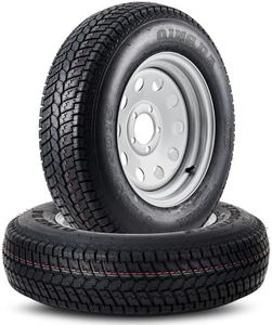 GarveeTech 2PCS ST205/75D15 Trailer Tire with 8 Inch Rims, 2 Pack ST205 75D15 Tires 5 Lug on 4.5 Inch, Center Bore 3.3", 6PR, Muti Function Lawn Mower & Tractor Turf & Boat Tire