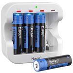 Hixon lithium aa battery with Charger,3500mWh High-Capacity AA Rechargeable Battery,Constant 1.5V rechargeable battery aa(4AA Battery+Charger)