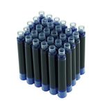 Asvine Hongdian Fountain Pen Blue Ink Cartridges, Set of 30 Refill Ink Cartridges, 3.4 mm Bore Diameter