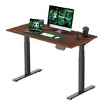 ErgoYou - Electric Height Adjustable Standing Table - Dual Motor 3 Stage -125 kg static weight capacity - E1A Series - Ergonomic Sit Stand Computer Desk – (Walnut, Black Steel Frame)