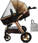 Stroller Netting Mosquito for Baby, Sewn in Pouch, Toddler Mosquito Net for Stroller with Storage Bag, Infant car seat mesh net, Black