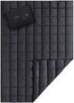 KingCamp Down Camping Blanket, Lightweight Travel Blanket for Outdoor Camping, Stadium, Airplane, Water-Resistant Backpacking Quilt, Puffy, Packable, Ideal for Cold Weather Black