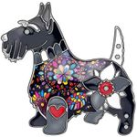 DUOWEI 6 Colors Cute Scottish Dog Brooch Pins Dress Clothes Jewelry Gifts Dog Collection for Women Girls, enamel Zinc, rhinestone