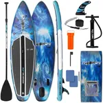 SereneLife Stand up Paddle Board Inflatable - Non-Slip SUP Paddle Board Paddle, Pump, Leash, and Accessories - Fun Water inflatable paddle board for Adults and Youth with Wide Stable Design