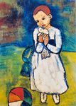 Decoratus� *Child with a Dove* (1901)- A Famous Painting by Pablo Picasso, Wall D�cor Frame. Canvas print stretched on Pinewood Frame. Size 16"x21"