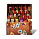 Thoughtfully Gourmet, World Traveler Suitcase Hot Sauce Gift Set, Vegan and Vegetarian, Flavors Like Cowboy Bacon, Italian Garlic, and More, Set of 15 