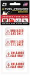 Unleaded Gas Only, by Fuel Stickers - 4-Pack, 2 in x 1 in - Weather Proof, Extreme Stick, Commercial Grade Unleaded Fuel Labels for Vehicles, Rental Cars, Equipment, and More (Single - 4 Stickers)