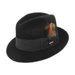 Stetson and Dobbs TWFRDK-8220 Mens Frederick Fedora, Black, 7 1/8