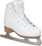 Riedell Sparkle Junior Kids Ice Skates for Girls and Boys - Beautiful, Supportive Uppers with Glitter Accents, PVC Soles, and Stainless Steel Blades - Ice Blue - Size 1 JR