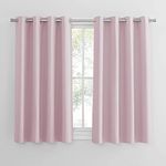 PONY DANCE Girls Bedroom Curtains 54 Drop Pink Blackout Thermal Insulated Curtains Eyelet Short Blackout Window Curtains for Nursery/Kids Bedroom, 2 Panels, W46 X L54, Pink