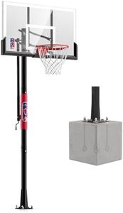 In-Ground Basketball Hoop Outdoor Adjustable (7.5-10ft) with Crank, Inground Basketball Goal System for All Ages, 54 Inch Shatterproof Backboard