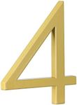 HASWARE 5" Floating House Number for Outside, Zinc Alloy Modern Outdoor Address Sign for Yard Street and Mailbox, Address Numbers and Letters for House (4, Golden)