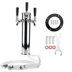 LuckyHigh 3 Faucet Draft Beer Tower, Triple Tap Stainless Steel Polished Beer Kegerator Tower with 3" Column for Home Brewing