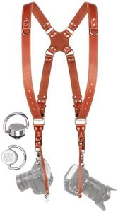 C Coiro Camera Harness for 2 Cameras – Dual Shoulder Leather Camera Strap – Double Camera Harness for DSLR/SLR, Camera Straps for Photographers of All Levels, Standard Straps/Color Tan