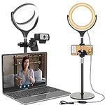 Ring Light with Stand, Desk Ring Light with Phone Holder for Laptop/Video Conferencing/webcam Lighting/Zoom Meetings, 8" Selfie Ring Light for Makeup/Live Streaming/YouTube/Tiktok (Black-2)