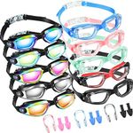 Konohan 10 Pack Swim Goggles for Adult Kids Pool Goggles Bulk Anti Fog Swimming Glasses No Leaking Water Silicone Goggles for Teens Men Women Youth(Assorted Colors)