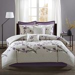 Madison Park All Season, Matching Bed Skirt, Decorative Pillows, Cotton, Purple, King