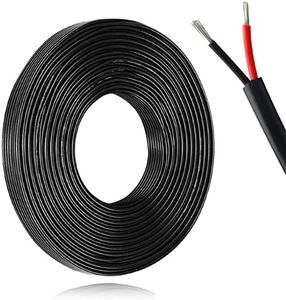 50M/164ft 12V Low Voltage Wire, Outdoor Landscape Lighting Cable, 22 Gauge Conductor Extension Cable, 22AWG Electrical Cord Red & Black Tinned Copper Hookup Wire Kit, 2 Pin with Black Reel Package