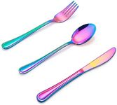 LIANYU 12-Piece Rainbow Kids Silverware Set, Stainless Steel Toddler Utensils Flatware Set, Child Cutlery Tableware for 4, Include knife Fork Spoon, Mirror Finished, Dishwasher Safe