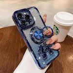 LuxuryKase LK135 Plating bling Astronaut Folding Stand Case for iPhone 14 Pro (TPU | Blue)