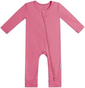 PurComfy Baby Long Sleeve Romper Jumpsuit, Premium Soft Bamboo Rayon One Piece Pajamas Boy Girl 2-Way Zipper Coverall Sleeper Newborn