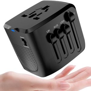 APzek Universal Travel Adapter and Voltage Converter, Step Down 220V to 110V Travel Converter for Hair Dryer, All-in-one International Power Adapter for US to Europe UK AU Asia 200+Countries (Black)