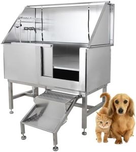 CHEINAUTO 50 Inch Pets Dog Grooming Tub, Stainless Steel Pet Dog Bath Tub Professional Home Large Dog Wash Station with Steps Faucet & Accessories, Right Door