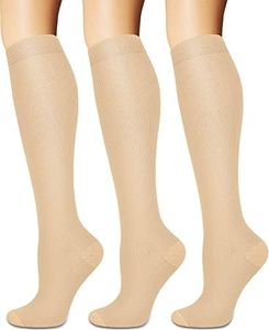 Sooverki Compression Socks for Women and Men Circulation (3 Pairs) - Best for Medical,Nursing,Running,Travel Knee High Socks