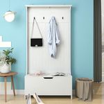 Wardrobe Armoire with Drawer Hanging Hooks Home Bedroom White for Bedroom, 180 x 92.5 x 35 cm