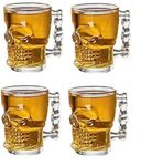 Raghavendra Sarkar® Classic Glass Skull Shape Design Beer Mug, Transparent (540 ml; Set of 4)