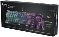 Roccat Vulcan TKL Linear PC Gaming Keyboard, Titan Switch Mechanical with Per Key AIMO RGB Lighting, Tenkeyless, Compact Design, Anodized Aluminum Top Plate, Detachable USB-C Cable, Black