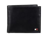 Tommy Hilfiger Men's Slim Extra Capacity Bifold Wallet with Multiple Card Slots, Oxford Black, One Size