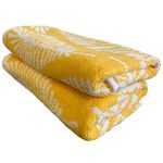 Sue Rossi 100% Turkish Cotton Hand Guest Towels, Pack Of 2, Very Soft & Absorbent, Quick Dry 500gsm Thick, Bathroom Or Kitchen Utility Towel Set. (Yellow Leaf)