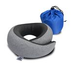 nexlev Travel Neck Pillow | Orthopedic Premium Memory Foam | for Airplane, Car, Train, Office use & Cervical Pain | Machine Washable | 360 Support | Carry Pouch for Storage | NP-07