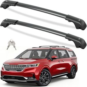 Tuyoung Lockable Roof Rack Cross Bars Compatible with 2022-2026 KIA Carnival & Carnival Hybrid with Raised Side Rails, 300lbs Heavy Duty Anti-Theft Aluminum Roof Crossbars Cargo Carrier Bag Black Bike
