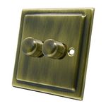 AET VAB2GDIM40 Victorian Antique Brass 400W-10 Amp Double 2-Gang 2 Way 400W Light Dimmer Switch, 400 W, 240 V