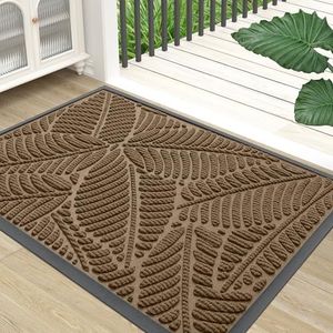 Colorxy Waterproof Doormat, Sturdy Natural Rubber Front Indoor Mat, Non Slip Low Profile Indoor Outdoor Door Mats, Stain and Fade Resistant Floor Mat, Easy Clean Patio Entrance Mat,71x47,Light Brown