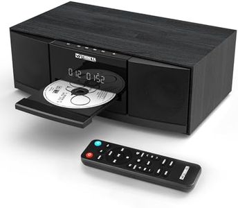 JA-318 Vintage CD Player Stereo System for Home, 36W HiFi Speakers, Bluetooth 5.1, FM Radio 40 Presets, SD Card & USB Playback, Retro Wood Music Player, Remote Control, LED Clock Alarm, AUX, Black