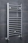 Warmehaus Contemporary Straight Bathroom Ladder Radiator Heated Towel Rail Chrome Towel Warmer Central Heating 700 x 400mm