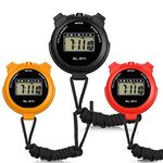 Dacitiery 3 Pcs Sports Stopwatch Timer, Lap Split Digital Stopwatch with Countdown Timer Calendar Clock Alarm, Multi-Function Shockproof Sport Stopwatch for Swimming Running Sports Training