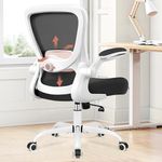 KERDOM Office Chair Ergonomic Computer Desk Chair, Adjustable Lumbar Support, Breathable Mesh, Flip-up Armrests, Executive Rolling Swivel Comfy Task Chair for Home Office (White)